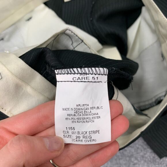 VanHeusen Suit Pants Womens 20 Black Pinstriped Straight Cut Formal Trouser - Picture 7 of 11